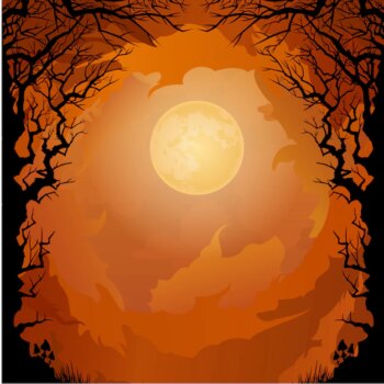 Free Vector | Dark forest with orange background