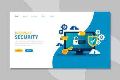Free Vector | Data protection landing page