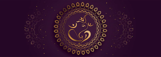 Free Vector | Decorative lord ganesha golden banner