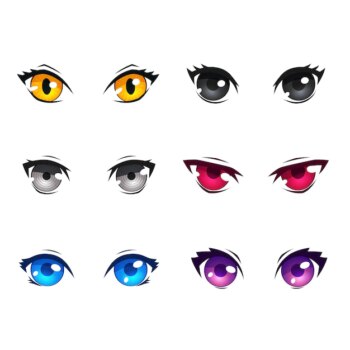 Free Vector | Detailed anime eye colorful collection