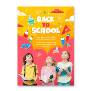 Free Vector | Detailed back to school vertical poster template with photo