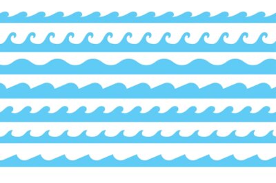 Free Vector | Different styles sea waves pattern borders