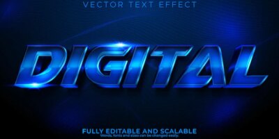 Free Vector | Digital metallic text effect editable techno and space text style
