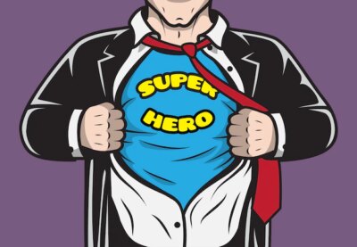 Free Vector | Disguised hidden comic book superhero businessman tearing his shirt concept vector illustration