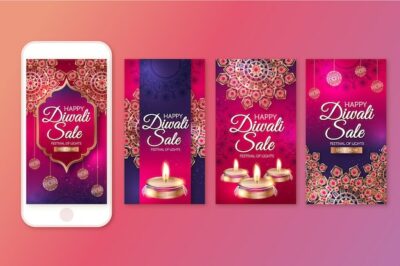 Free Vector | Diwali sale instagram stories collection