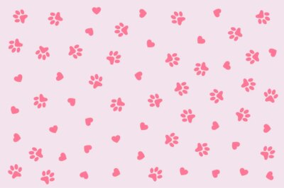 Free Vector | Dog or cat paw print with heart pattern design