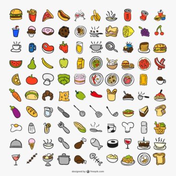 Free Vector | Drawing cooking color icons