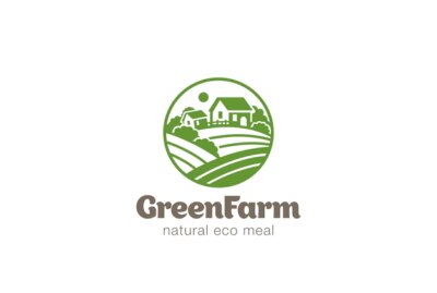 Free Vector | Eco green farm circle  logo vector vintage icon.