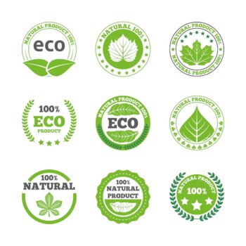 Free Vector | Ecological leaves labels icons set