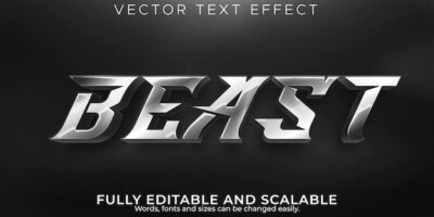 Free Vector | Editable text effect beast, 3d shine and metallic font style