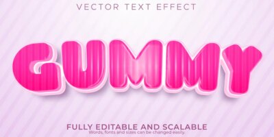 Free Vector | Editable text effect gummy, 3d pink and gum font style