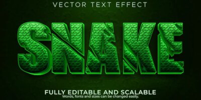 Free Vector | Editable text effect snake, 3d wild and skin font style