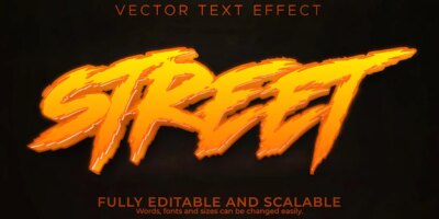 Free Vector | Editable text effect street, 3d graffiti and fight font style