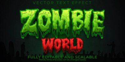 Free Vector | Editable text effect zombie, 3d evil and apocalypse font style