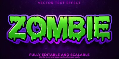 Free Vector | Editable text effect zombie, 3d horror and scary font style
