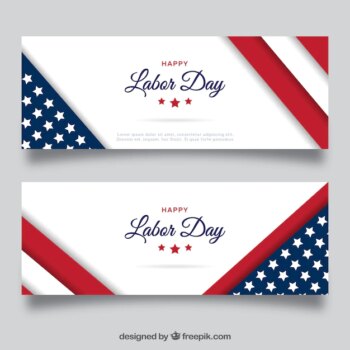 Free Vector | Elegant american banners of labor day