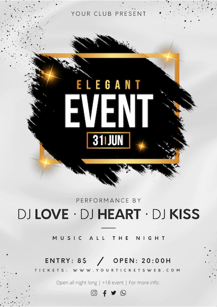 Free Vector | Elegant event poster with black splash