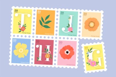 Free Vector | Elegant floral letter stamp set