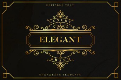 Free Vector | Elegant golden ornament frame with editable golden text effect