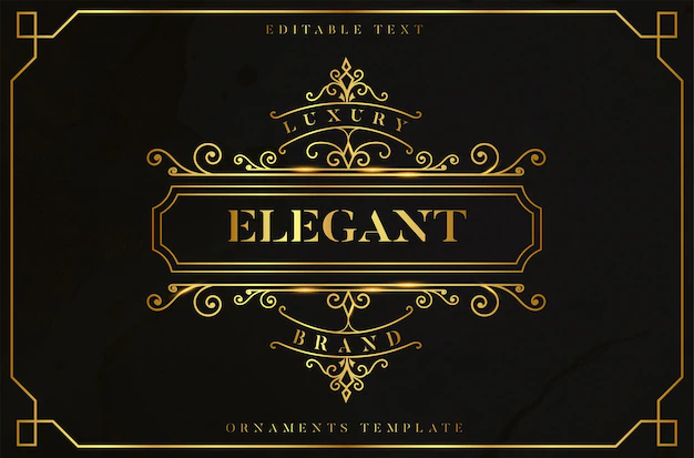 Free Vector | Elegant golden ornament frame with editable golden text effect