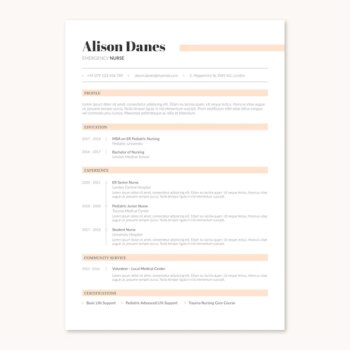 Free Vector | Elegant minimalist uk format nurse medical resume