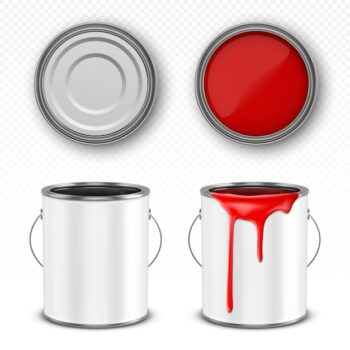 Free Vector | Empty and full paint metal buckets