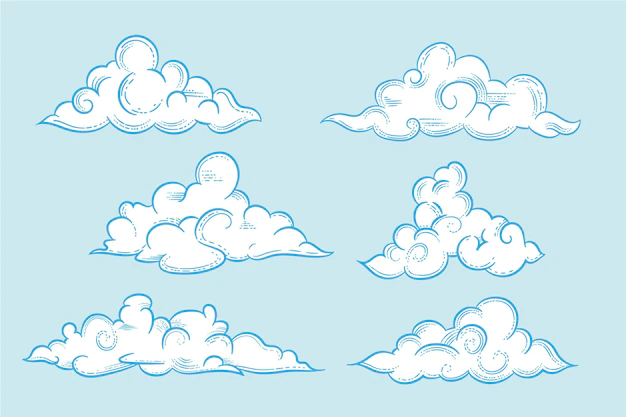 Free Vector | Engraving hand drawn cloud in the sky collection