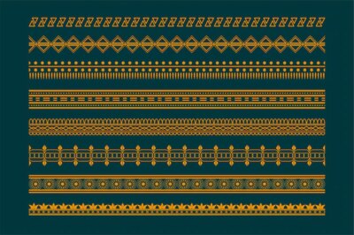 Free Vector | Ethnic boho style borders pattern set