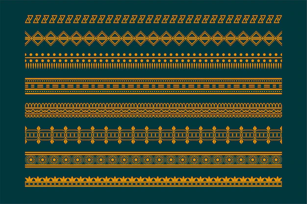 Free Vector | Ethnic boho style borders pattern set