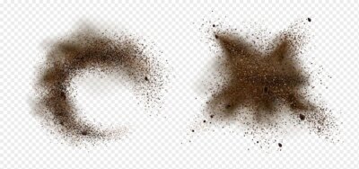 Free Vector | Explosion of coffee beans and powder. realistic illustration of shredded roasted ground coffee and arabica grain pieces with splash of brown dust isolated on transparent background