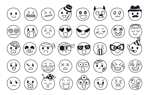 Free Vector | Expression of emotion concept set. face of emoji character in diffetent emotions.