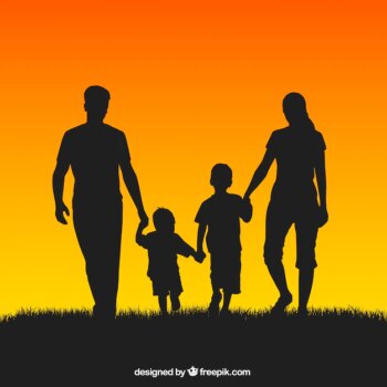 Free Vector | Family silhouettes