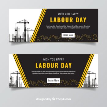 Free Vector | Fantastic labour day banners with constructions