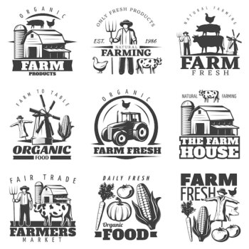 Free Vector | Farm house emblems set