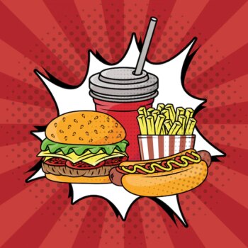 Free Vector | Fast food pop art style