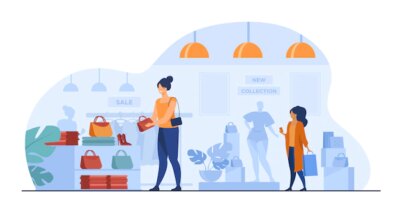 Free Vector | Female customers shopping in clothes shop
