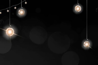Free Vector | Festive black background vector with glowing hanging lights