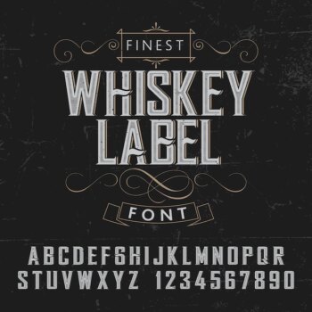 Free Vector | Finest whiskey label poster with decoration on black illustration