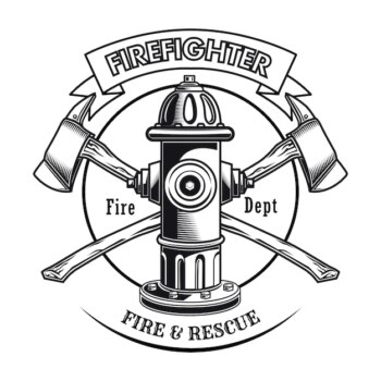 Free Vector | Firefighter stamp with hydrant vector illustration. crossed axes and fire dept text