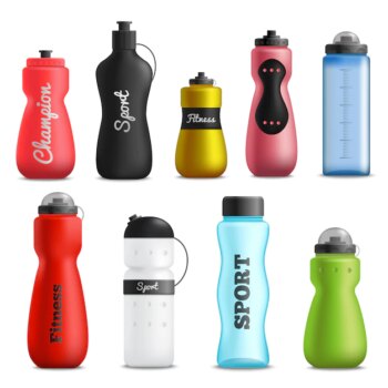 Free Vector | Fitness drink bottles realistic set