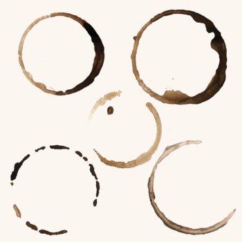 Free Vector | Five coffee ring stains vector