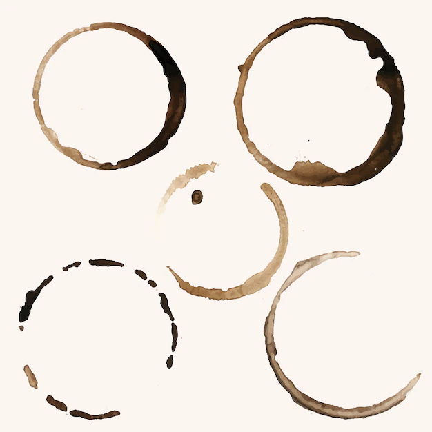 Free Vector | Five coffee ring stains vector