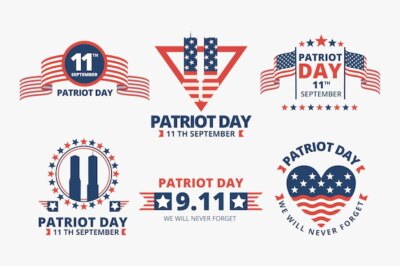 Free Vector | Flat 9.11 patriot day badges collection