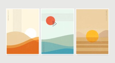 Free Vector | Flat abstract landscape covers collection