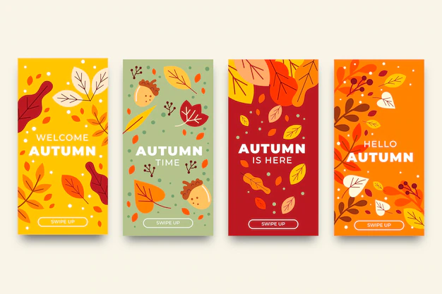 Free Vector | Flat autumn instagram stories collection