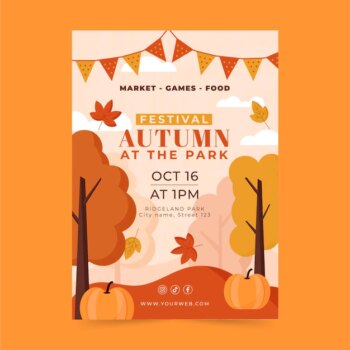 Free Vector | Flat autumn vertical flyer template