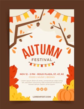 Free Vector | Flat autumn vertical poster template