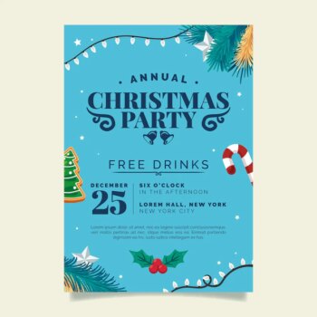 Free Vector | Flat christmas party poster template