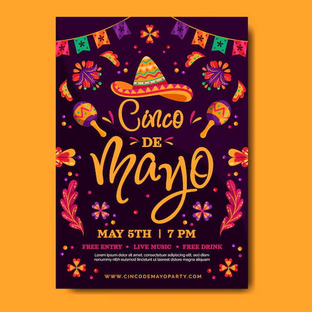 Free Vector | Flat cinco de mayo vertical poster template