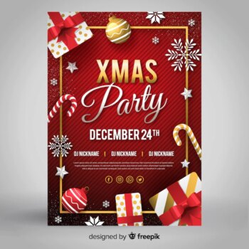 Free Vector | Flat deign christmas party flyer template